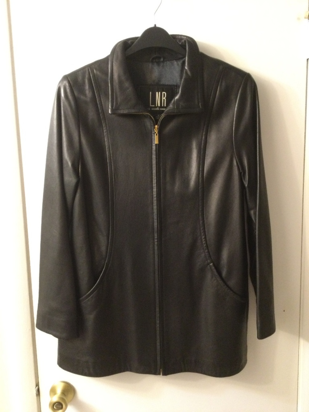LNR Black Leather  Zip Coat Jacket Women’s M Very Soft Excellent